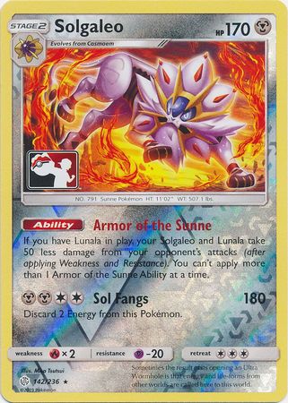 Solgaleo (142/236) (Pokemon Club Special Print) [Sun & Moon: Cosmic Eclipse] | Fandemonia Ltd