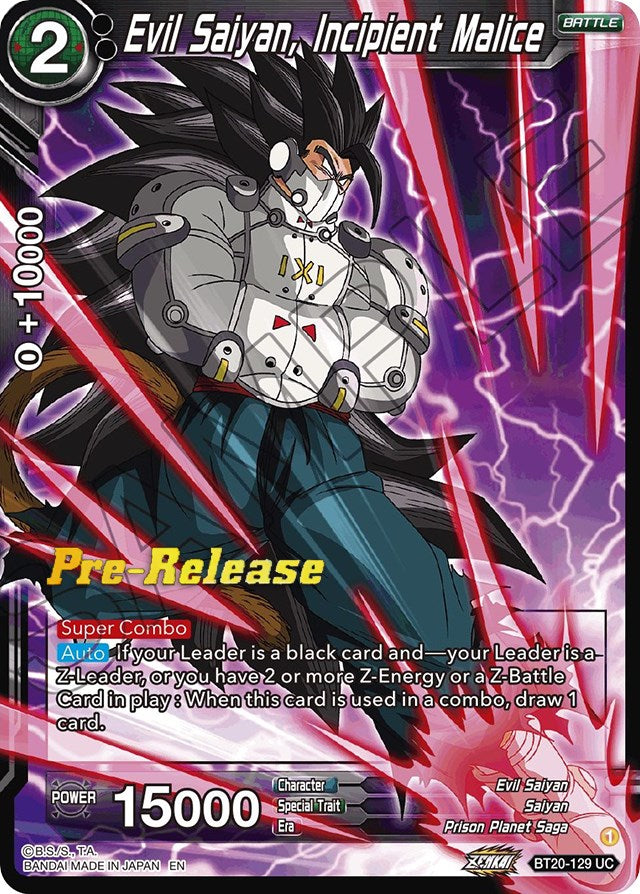 Evil Saiyan, Incipient Malice (BT20-129) [Power Absorbed Prerelease Promos] | Fandemonia Ltd