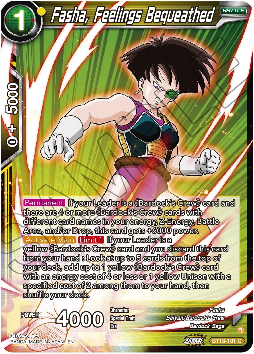 Fasha, Feelings Bequeathed (BT18-101) [Dawn of the Z-Legends] | Fandemonia Ltd