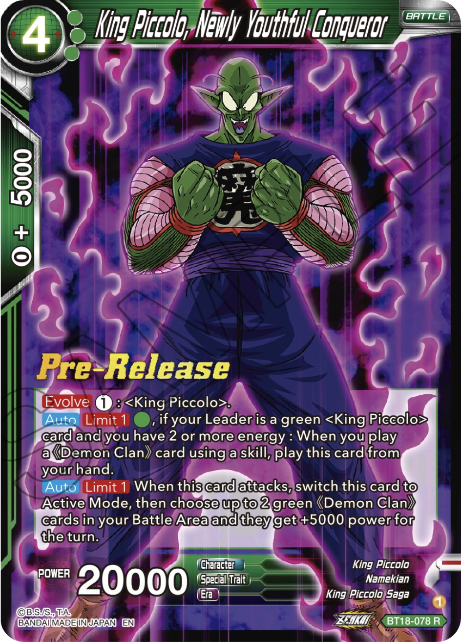 King Piccolo, Newly Youthful Conqueror (BT18-078) [Dawn of the Z-Legends Prerelease Promos] | Fandemonia Ltd