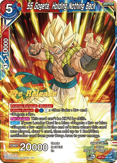 SS Gogeta, Holding Nothing Back (BT16-142) [Realm of the Gods Prerelease Promos] | Fandemonia Ltd