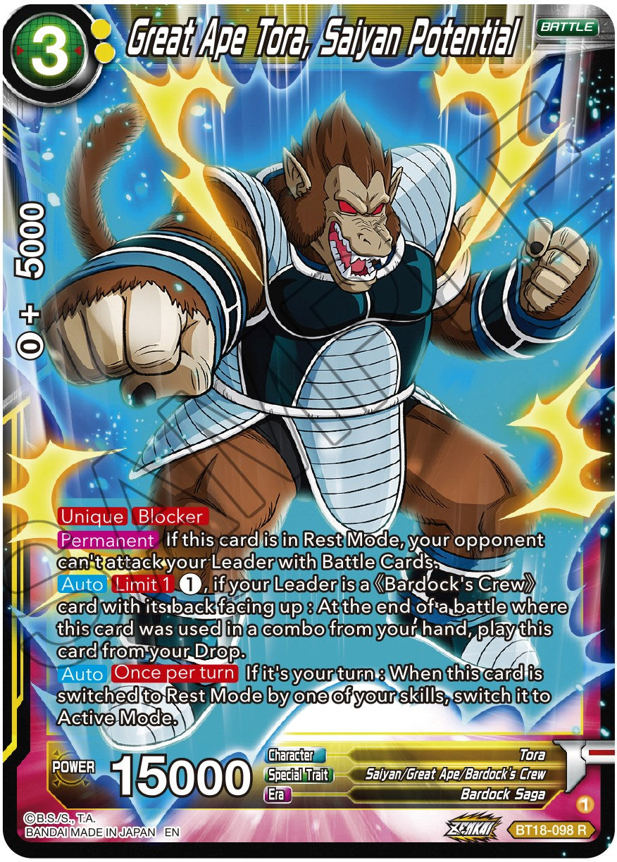 Great Ape Tora, Saiyan Potential (BT18-098) [Dawn of the Z-Legends] | Fandemonia Ltd