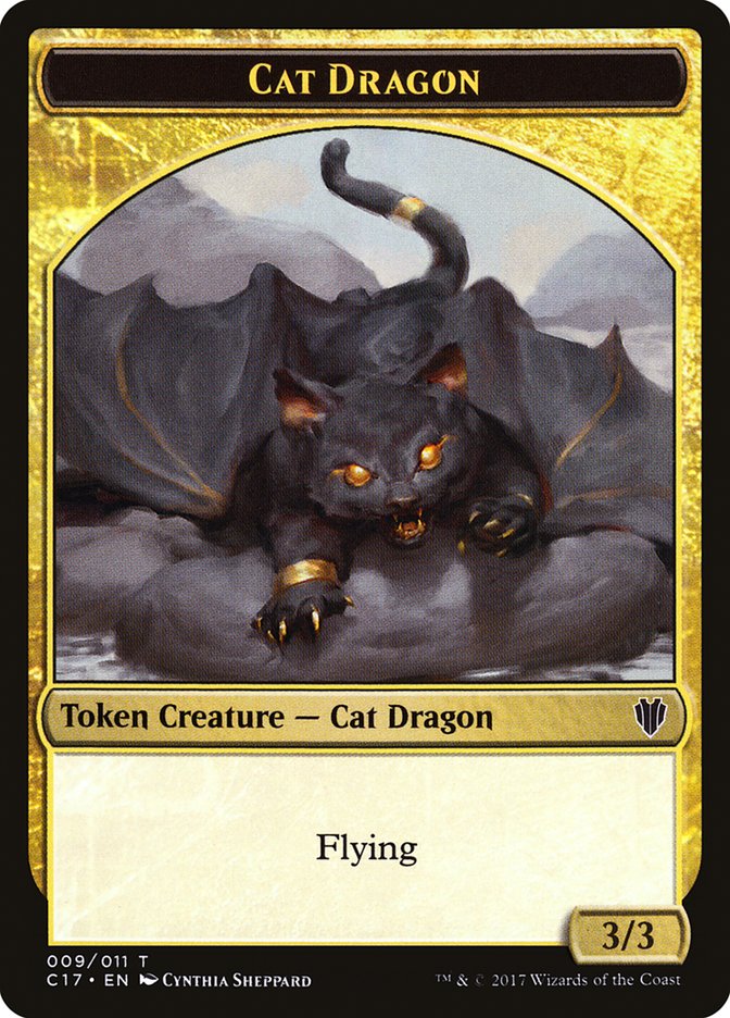 Cat Dragon // Dragon (007) Double-sided Token [Commander 2017 Tokens] | Fandemonia Ltd