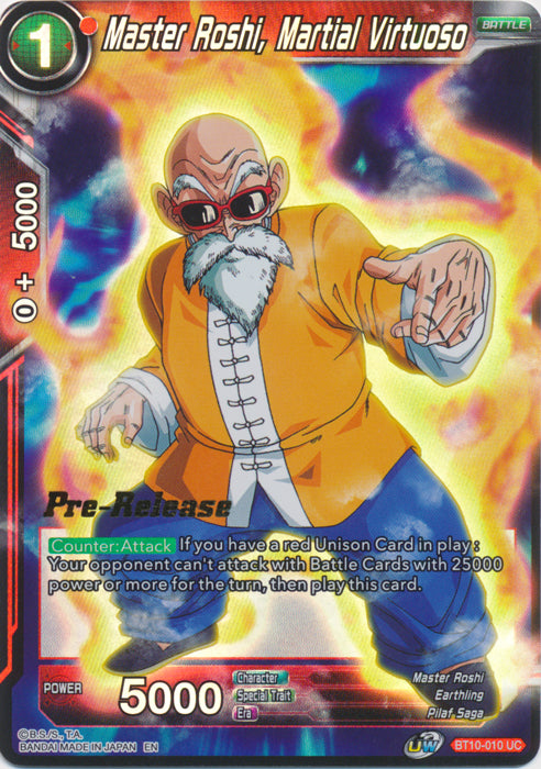 Master Roshi, Martial Virtuoso (BT10-010) [Rise of the Unison Warrior Prerelease Promos] | Fandemonia Ltd