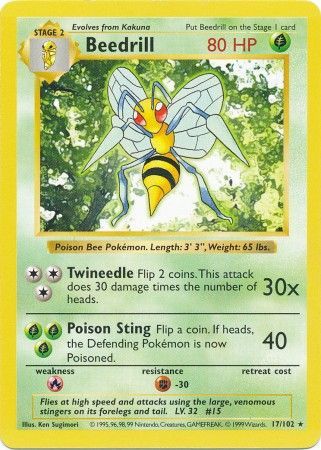 Beedrill (17/102) [Base Set Shadowless Unlimited] | Fandemonia Ltd