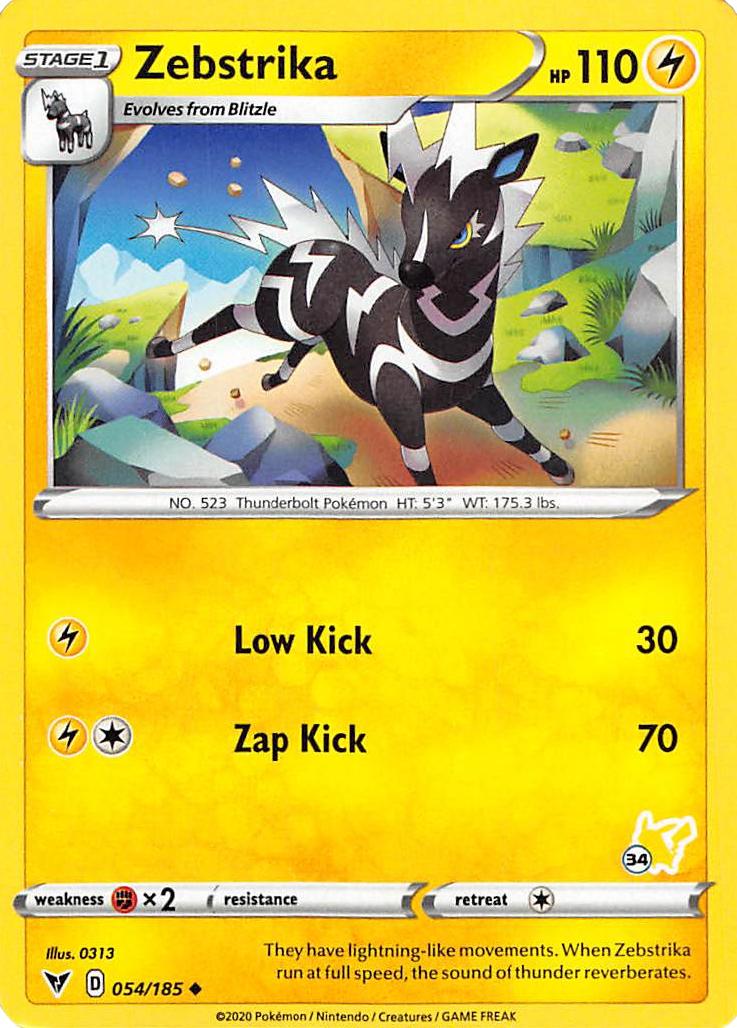 Zebstrika (054/185) (Pikachu Stamp #34) [Battle Academy 2022] | Fandemonia Ltd