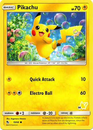 Pikachu (19/68) (Pikachu Stamp #55) [Battle Academy 2020] | Fandemonia Ltd