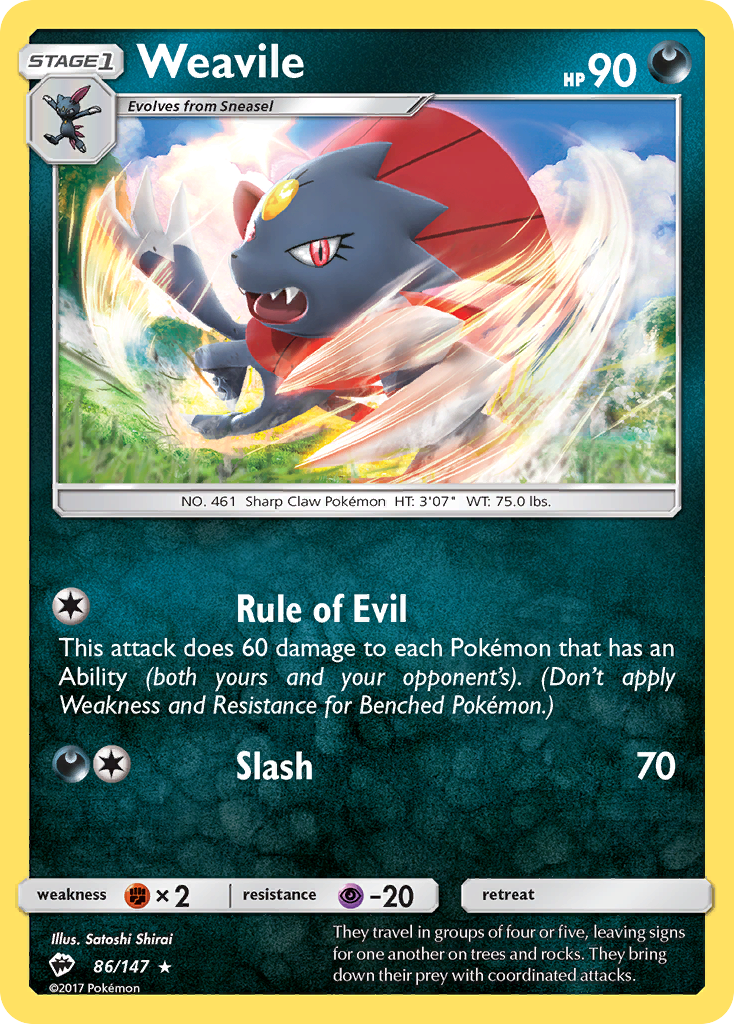 Weavile (86/147) [Sun & Moon: Burning Shadows] | Fandemonia Ltd