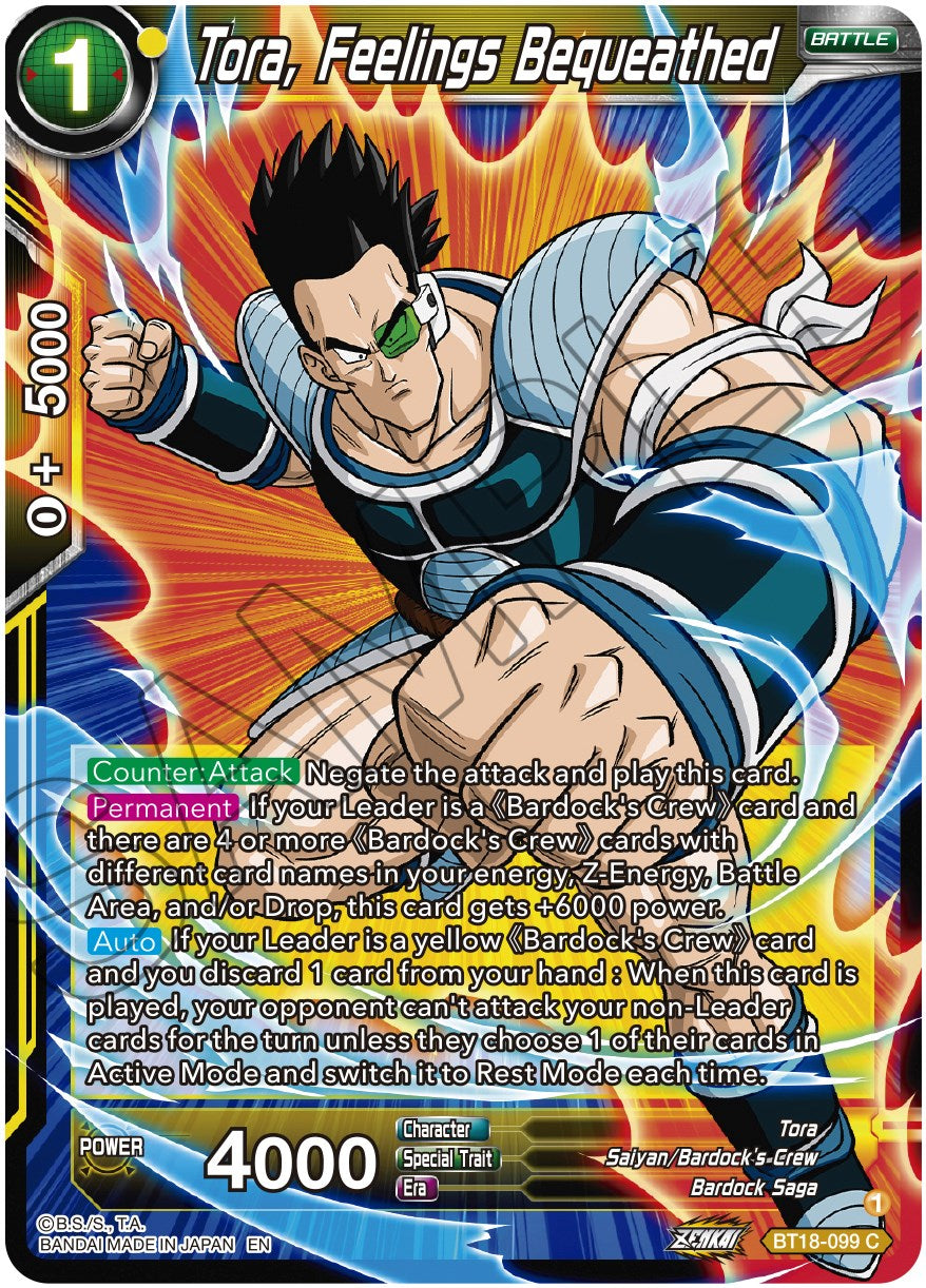 Tora, Feelings Bequeathed (BT18-099) [Dawn of the Z-Legends] | Fandemonia Ltd