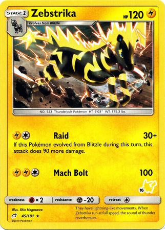 Zebstrika (45/181) (Pikachu Stamp #16) [Battle Academy 2020] | Fandemonia Ltd