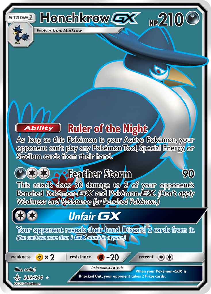 Honchkrow GX (202/214) [Sun & Moon: Unbroken Bonds] | Fandemonia Ltd