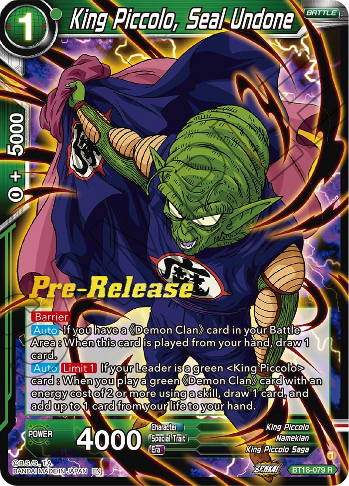 King Piccolo, Seal Undone (BT18-079) [Dawn of the Z-Legends Prerelease Promos] | Fandemonia Ltd