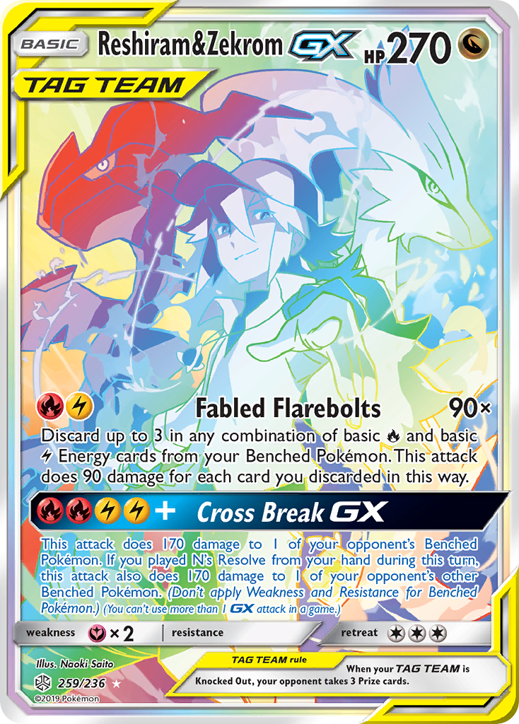 Reshiram & Zekrom GX (259/236) [Sun & Moon: Cosmic Eclipse] | Fandemonia Ltd