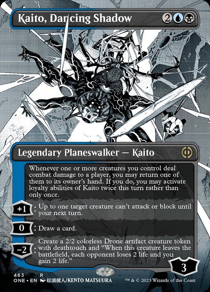 Kaito, Dancing Shadow (Borderless Manga Step-and-Compleat Foil) [Phyrexia: All Will Be One] | Fandemonia Ltd