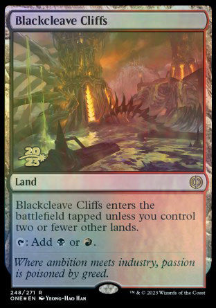 Blackcleave Cliffs [Phyrexia: All Will Be One Prerelease Promos] | Fandemonia Ltd