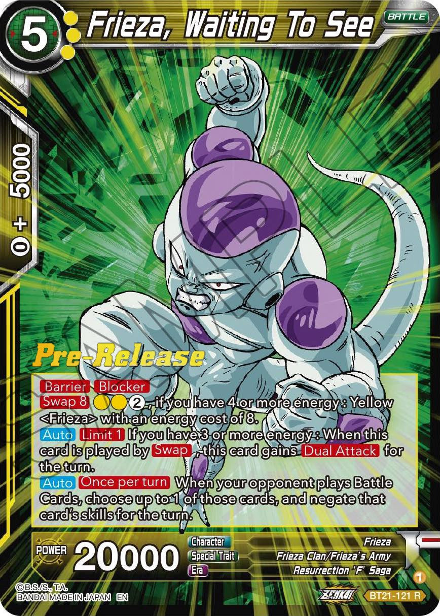 Frieza, Waiting To See (BT21-121) [Wild Resurgence Pre-Release Cards] | Fandemonia Ltd