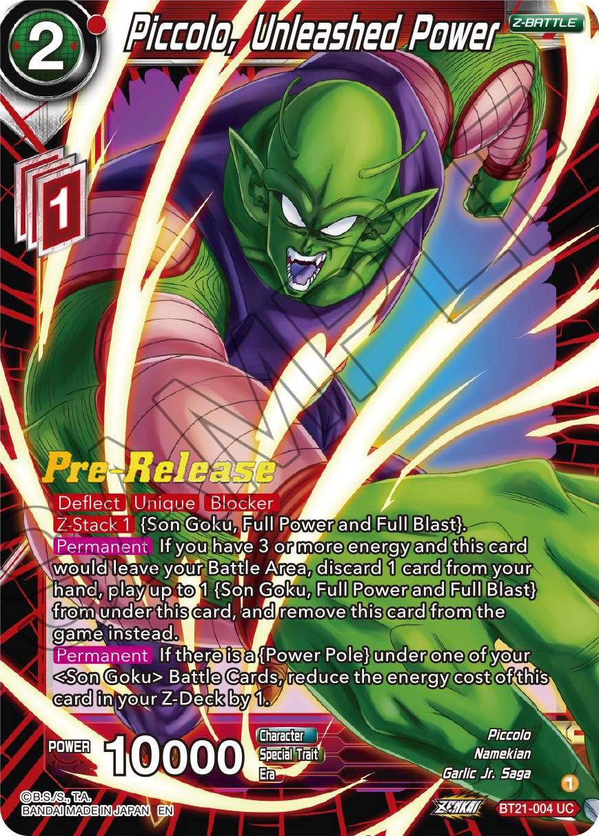 Piccolo, Unleashed Power (BT21-004) [Wild Resurgence Pre-Release Cards] | Fandemonia Ltd