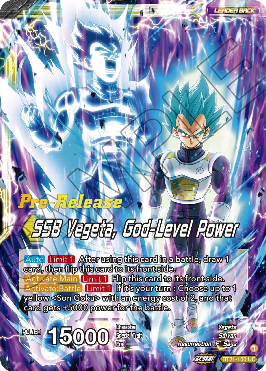 SSB Son Goku // SSB Vegeta, God-Level Power (BT21-100) [Wild Resurgence Pre-Release Cards] | Fandemonia Ltd