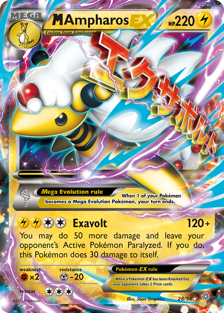 M Ampharos EX (28/98) [XY: Ancient Origins] | Fandemonia Ltd