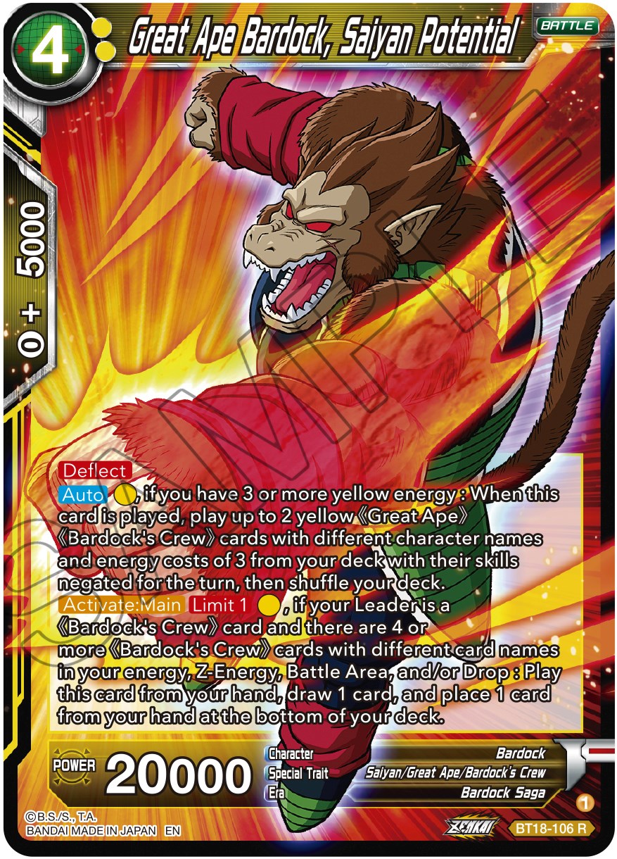 Great Ape Bardock, Saiyan Potential (BT18-106) [Dawn of the Z-Legends] | Fandemonia Ltd