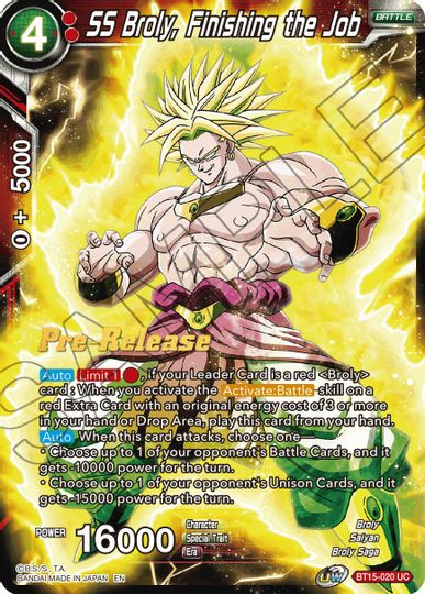 SS Broly, Finishing the Job (BT15-020) [Saiyan Showdown Prerelease Promos] | Fandemonia Ltd