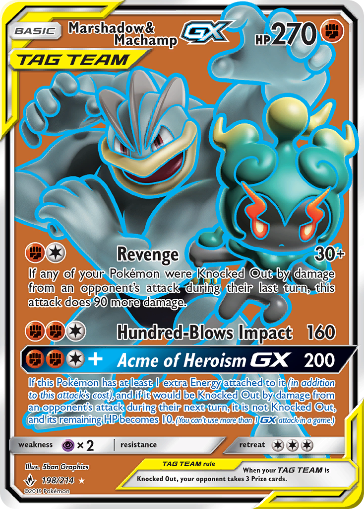 Marshadow & Machamp GX (198/214) [Sun & Moon: Unbroken Bonds] | Fandemonia Ltd