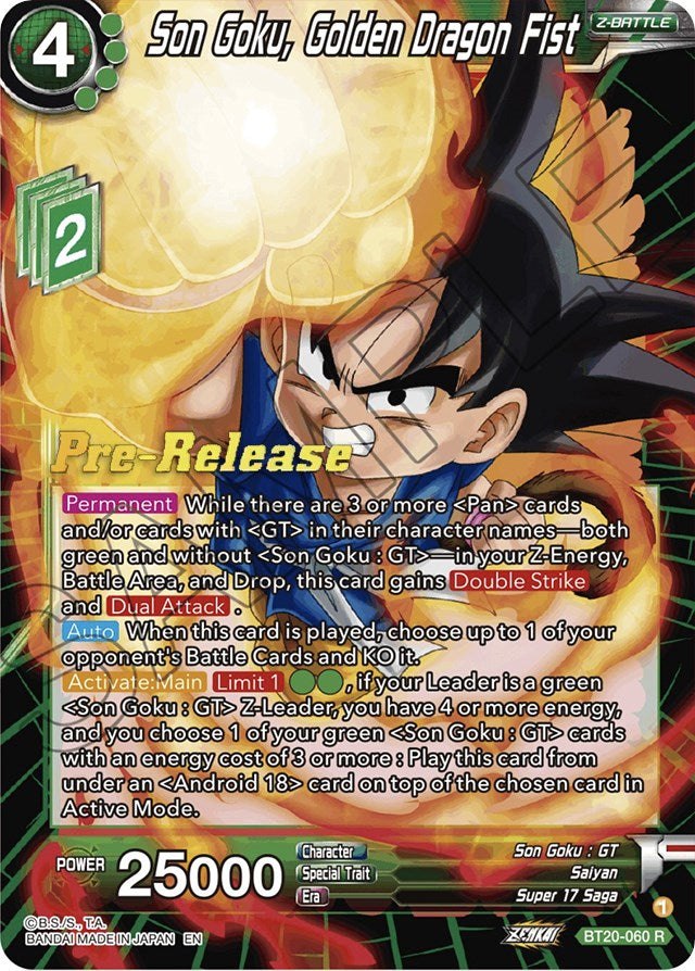 Son Goku, Golden Dragon Fist (BT20-060) [Power Absorbed Prerelease Promos] | Fandemonia Ltd