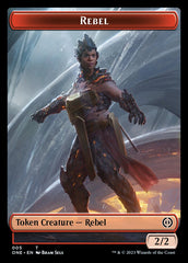 Rebel // Phyrexian Germ Double-Sided Token [Phyrexia: All Will Be One Commander Tokens] | Fandemonia Ltd