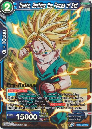 Trunks, Battling the Forces of Evil (BT12-037) [Vicious Rejuvenation Prerelease Promos] | Fandemonia Ltd