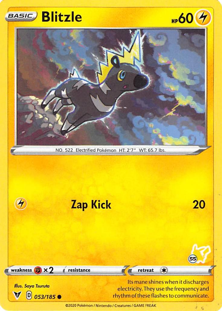 Blitzle (053/185) (Pikachu Stamp #55) [Battle Academy 2022] | Fandemonia Ltd