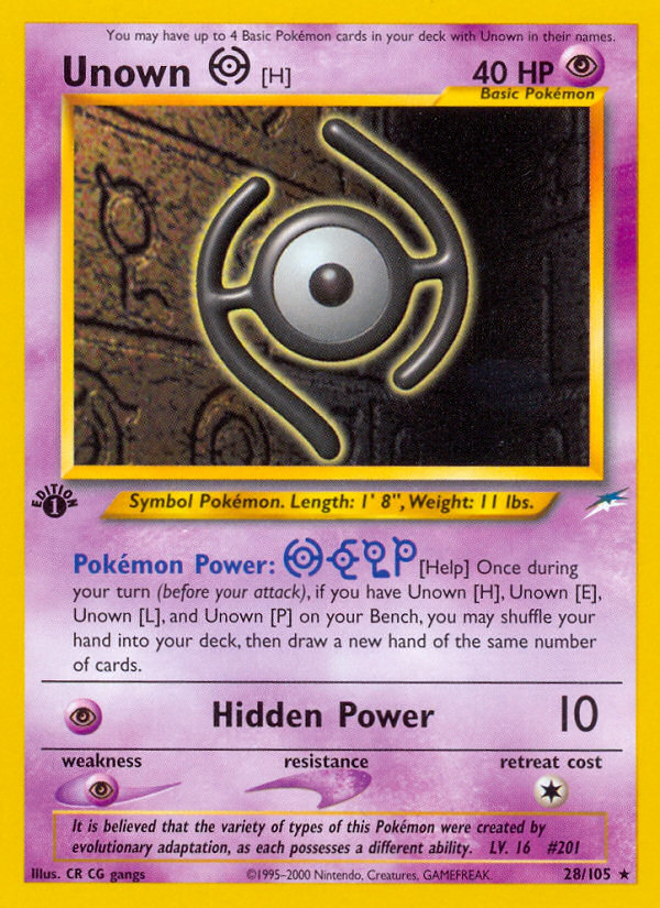 Unown [H] (28/105) [Neo Destiny 1st Edition] | Fandemonia Ltd