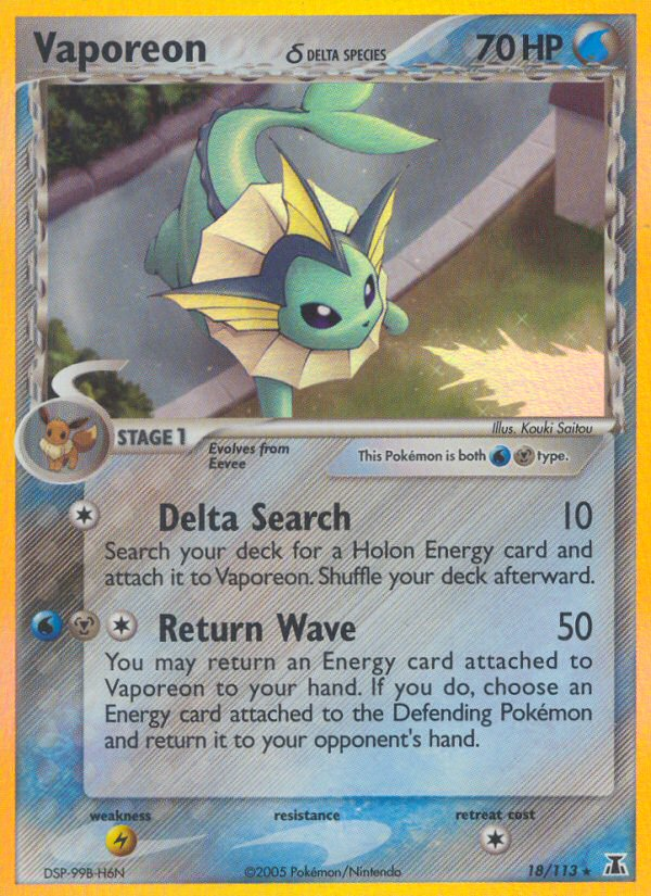 Vaporeon (18/113) (Delta Species) [EX: Delta Species] | Fandemonia Ltd