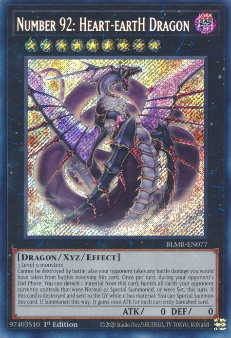 Number 92: Heart-eartH Dragon [BLMR-EN077] Secret Rare | Fandemonia Ltd