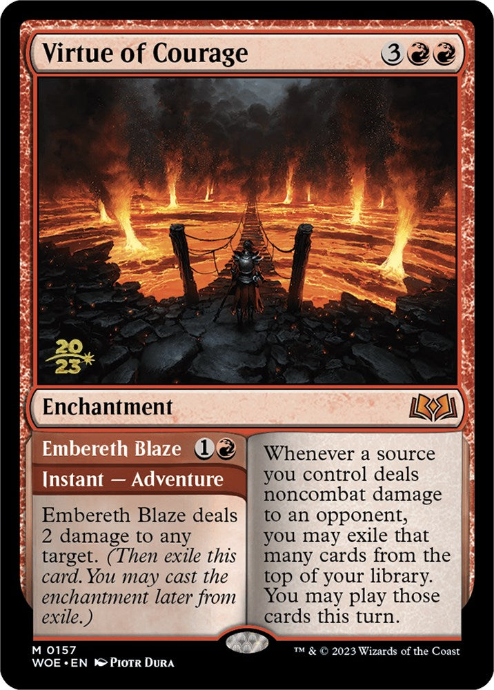 Virtue of Courage // Embereth Blaze [Wilds of Eldraine Prerelease Promos] | Fandemonia Ltd