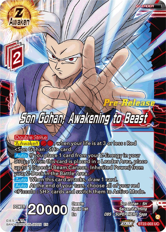 Son Gohan, Awakening to Beast (BT22-003) [Critical Blow Prerelease Promos] | Fandemonia Ltd