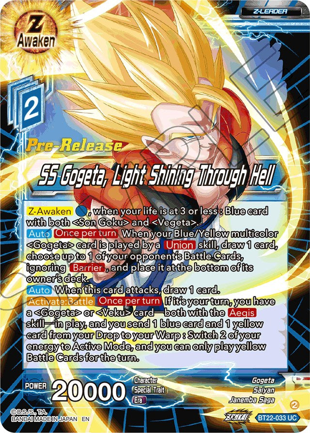 SS Gogeta, Light Shining Through Hell (BT22-033) [Critical Blow Prerelease Promos] | Fandemonia Ltd