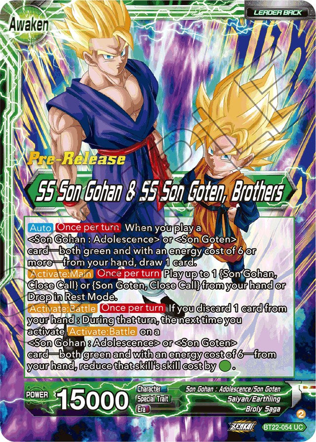 Son Goten // SS Son Gohan & SS Son Goten, Brothers (BT22-054) [Critical Blow Prerelease Promos] | Fandemonia Ltd