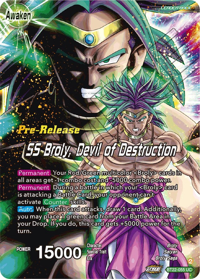 Broly & Paragus // SS Broly, Devil of Destruction (BT22-055) [Critical Blow Prerelease Promos] | Fandemonia Ltd