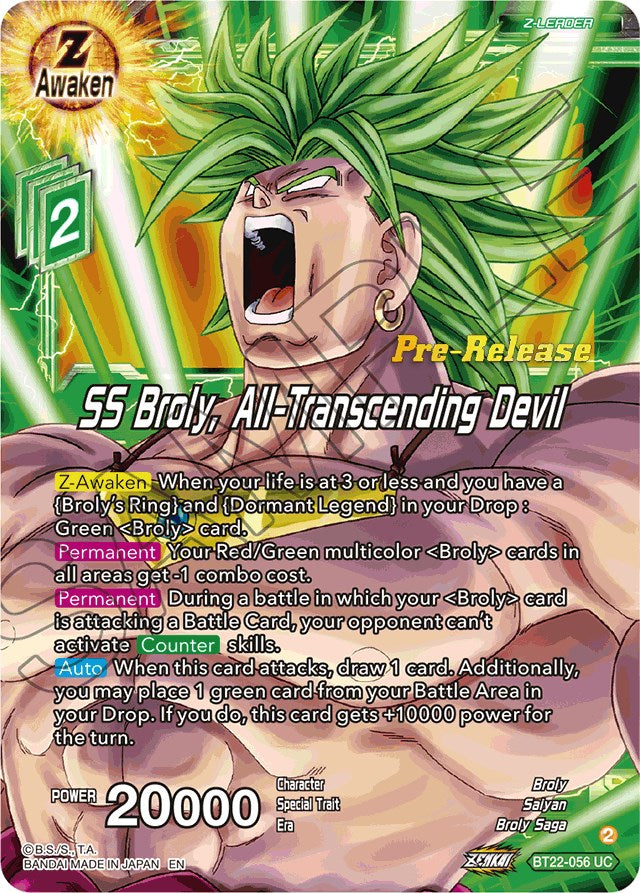 SS Broly, All-Transcending Devil (BT22-056) [Critical Blow Prerelease Promos] | Fandemonia Ltd