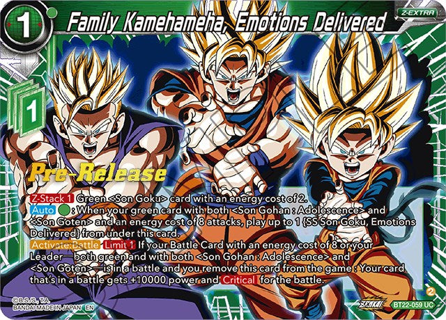 Family Kamehameha, Emotions Delivered (BT22-059) [Critical Blow Prerelease Promos] | Fandemonia Ltd