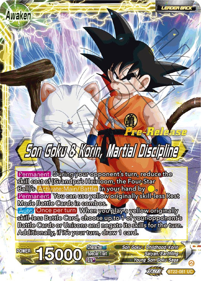 Son Goku // Son Goku & Korin, Martial Discipline (BT22-081) [Critical Blow Prerelease Promos] | Fandemonia Ltd