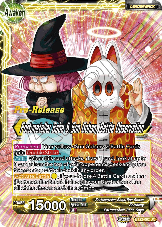 Fortuneteller Baba // Fortuneteller Baba & Son Gohan, Battle Observation (BT22-082) [Critical Blow Prerelease Promos] | Fandemonia Ltd