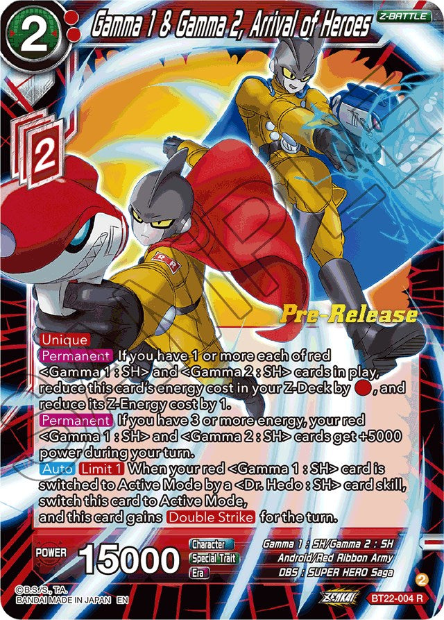 Gamma 1 & Gamma 2, Arrival of Heroes (BT22-004) [Critical Blow Prerelease Promos] | Fandemonia Ltd