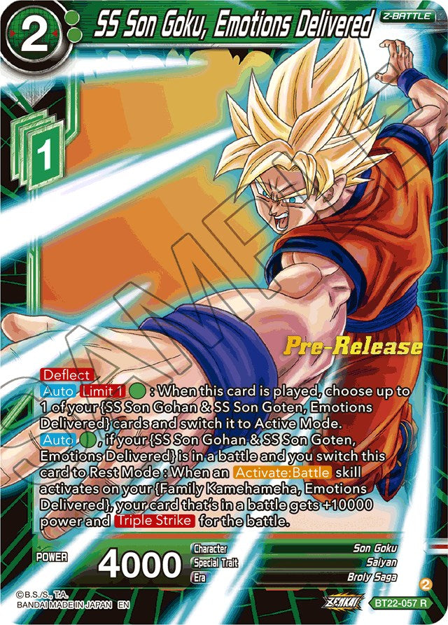 SS Son Goku, Emotions Delivered (BT22-057) [Critical Blow Prerelease Promos] | Fandemonia Ltd