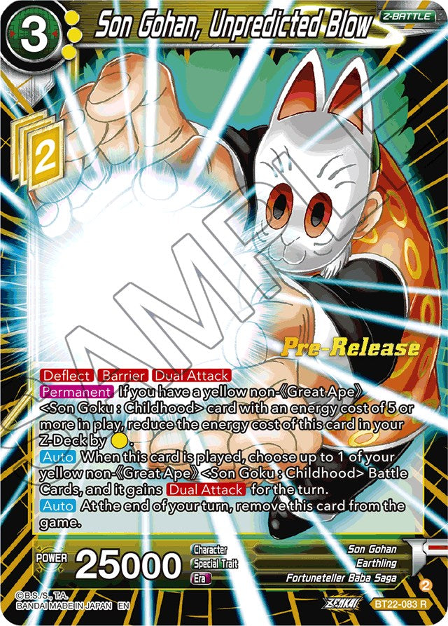 Son Gohan, Unpredicted Blow (BT22-083) [Critical Blow Prerelease Promos] | Fandemonia Ltd