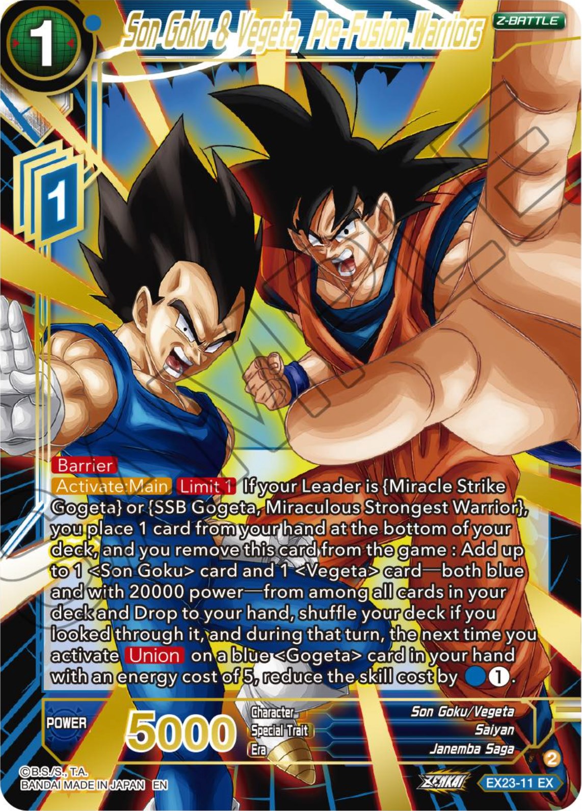 Son Goku & Vegeta, Pre-Fusion Warriors (EX23-11) [Premium Anniversary Box 2023] | Fandemonia Ltd