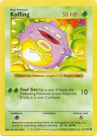 Koffing (51/102) [Base Set Shadowless Unlimited] | Fandemonia Ltd