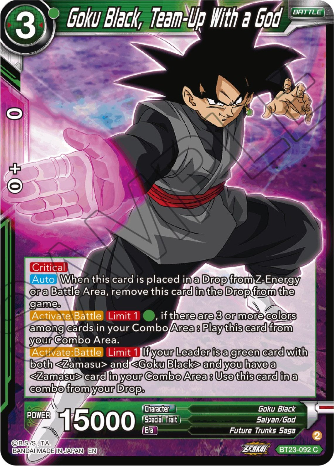 Goku Black, Team-Up With a God (BT23-092) [Perfect Combination] | Fandemonia Ltd