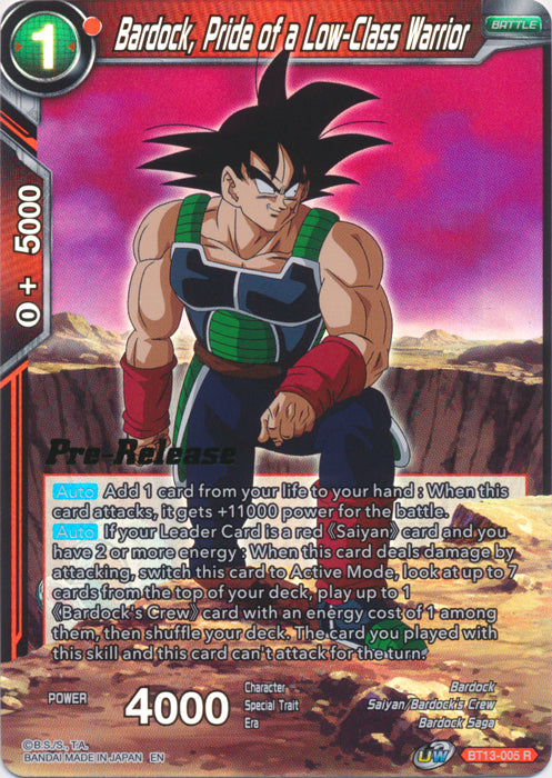 Bardock, Pride of a Low-Class Warrior (BT13-005) [Supreme Rivalry Prerelease Promos] | Fandemonia Ltd