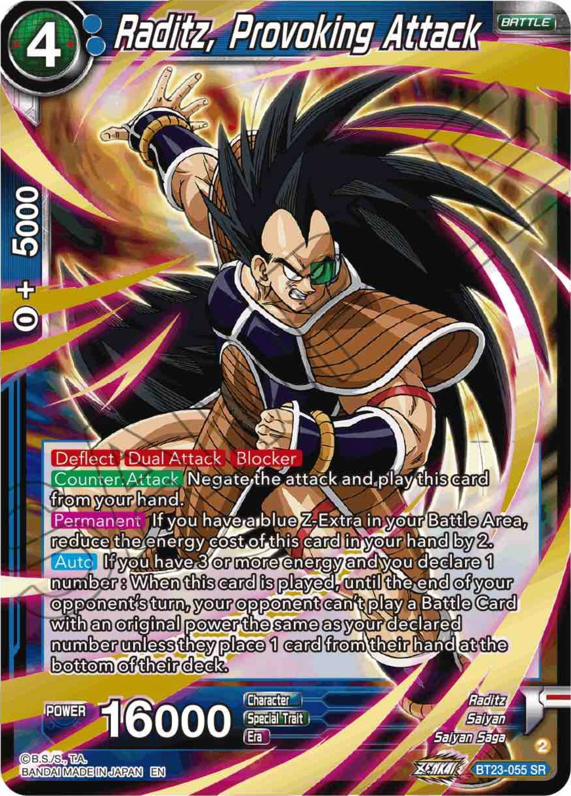 Raditz, Provoking Attack (BT23-055) [Perfect Combination] | Fandemonia Ltd